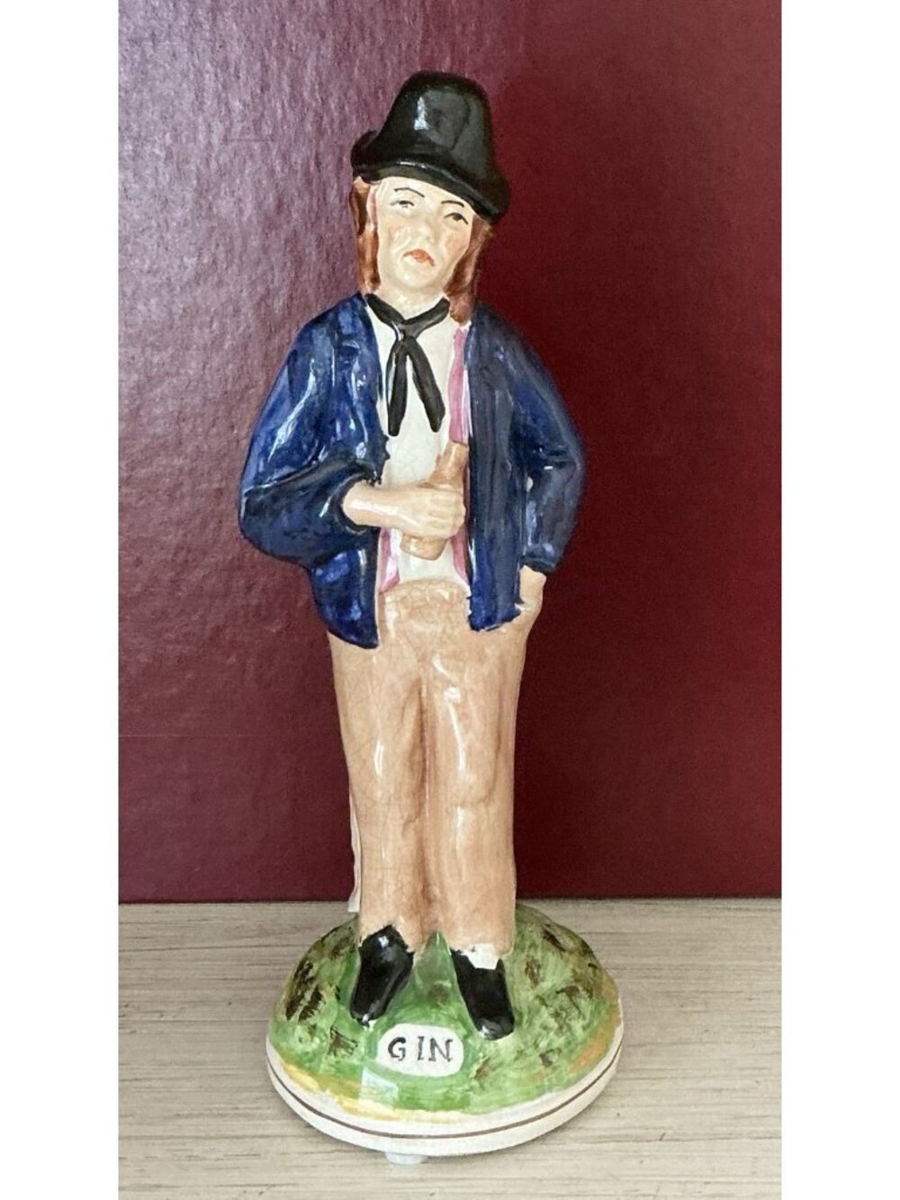 Staffordshire "Gin & Water" Double-Sided figurine c1890-1910 8 3/4" Polychrome